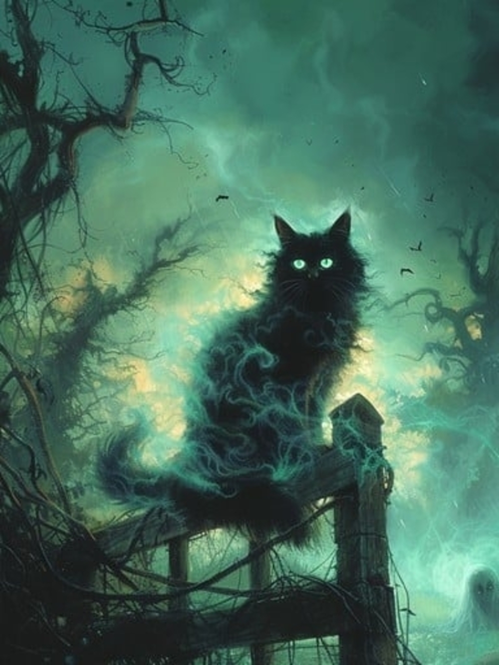 Custom Fridge Magnet Black Mystical Cat Home Kitchen Decor